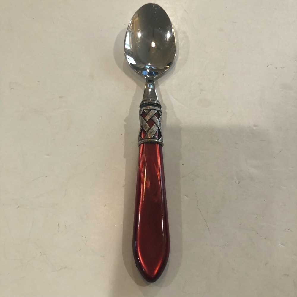 Bugatti for Vietri Aladdin soup spoon. Red handle. Replacement. Italian